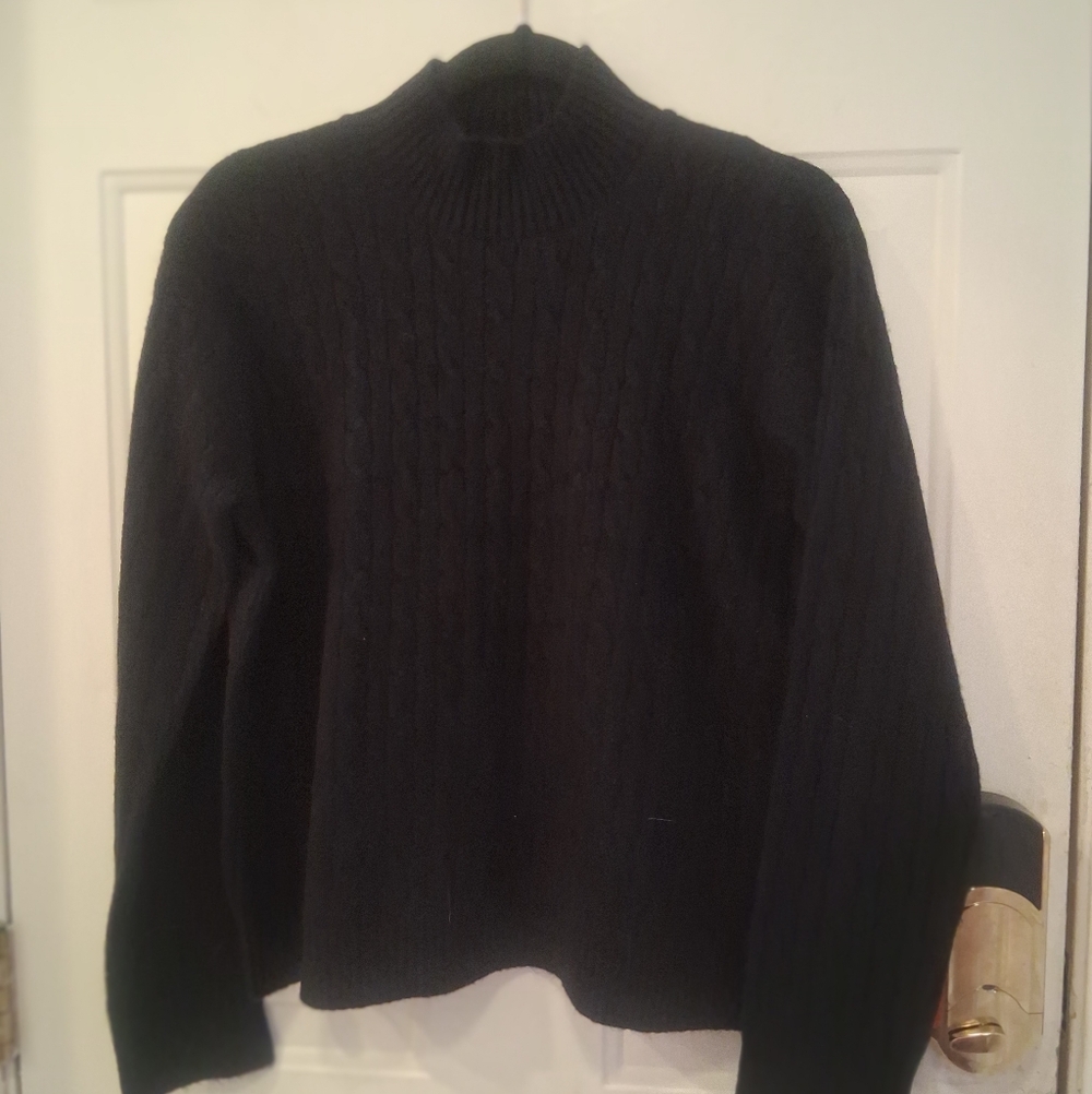 J.Crew Black Cable Knit Mockneck Womens Sweater NWT Extra Soft